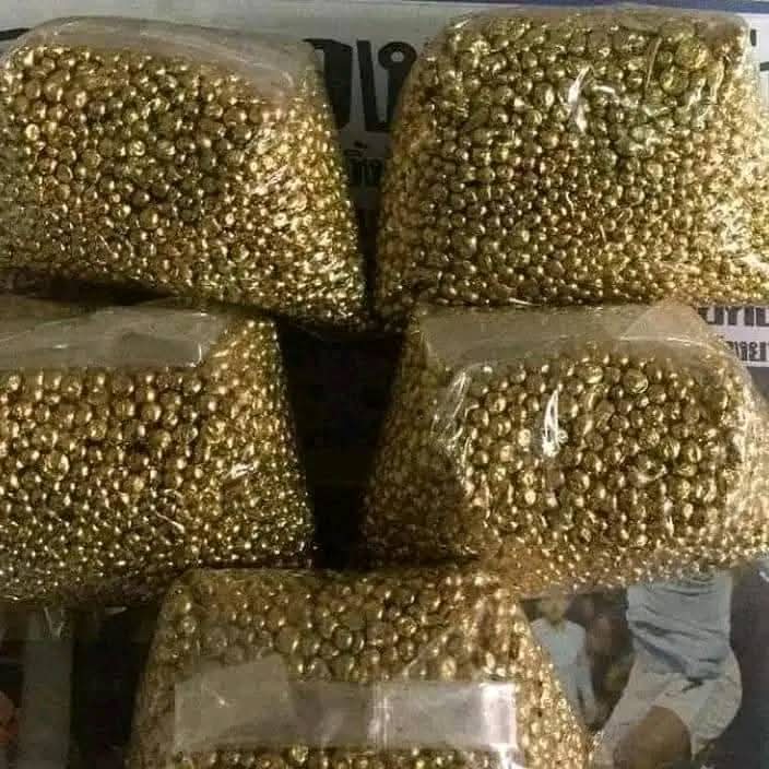 Sealed bags of gold pellets