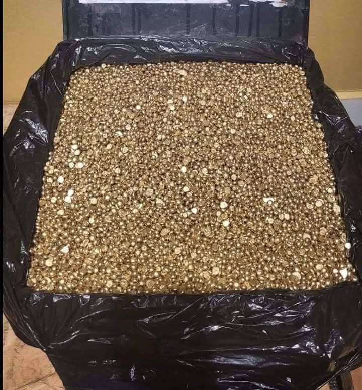Crate of gold grains