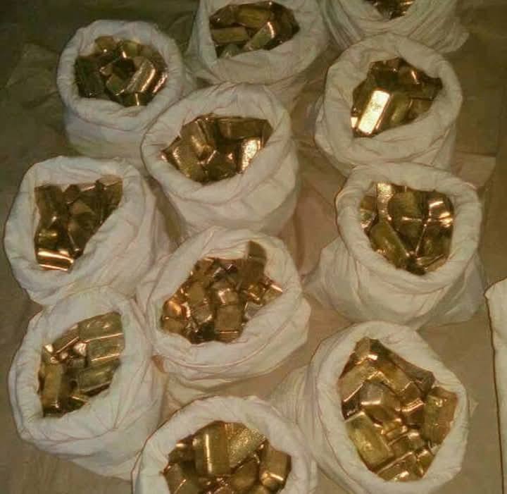Sacks of gold nuggets